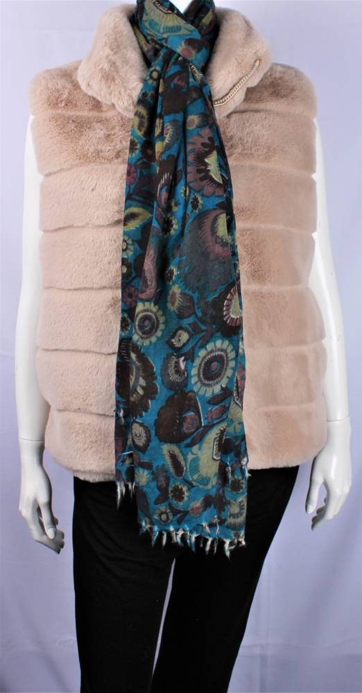 ALICE & LILY SUPERIOR PURE WOOL super soft knit scarf  teal STYLE: SC/ABSTRACT